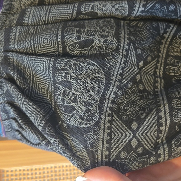 Lakhays Bohemian Blue and Black Patterned Tote Bag Zipper Pocket 100% Cotton - Picture 3 of 8